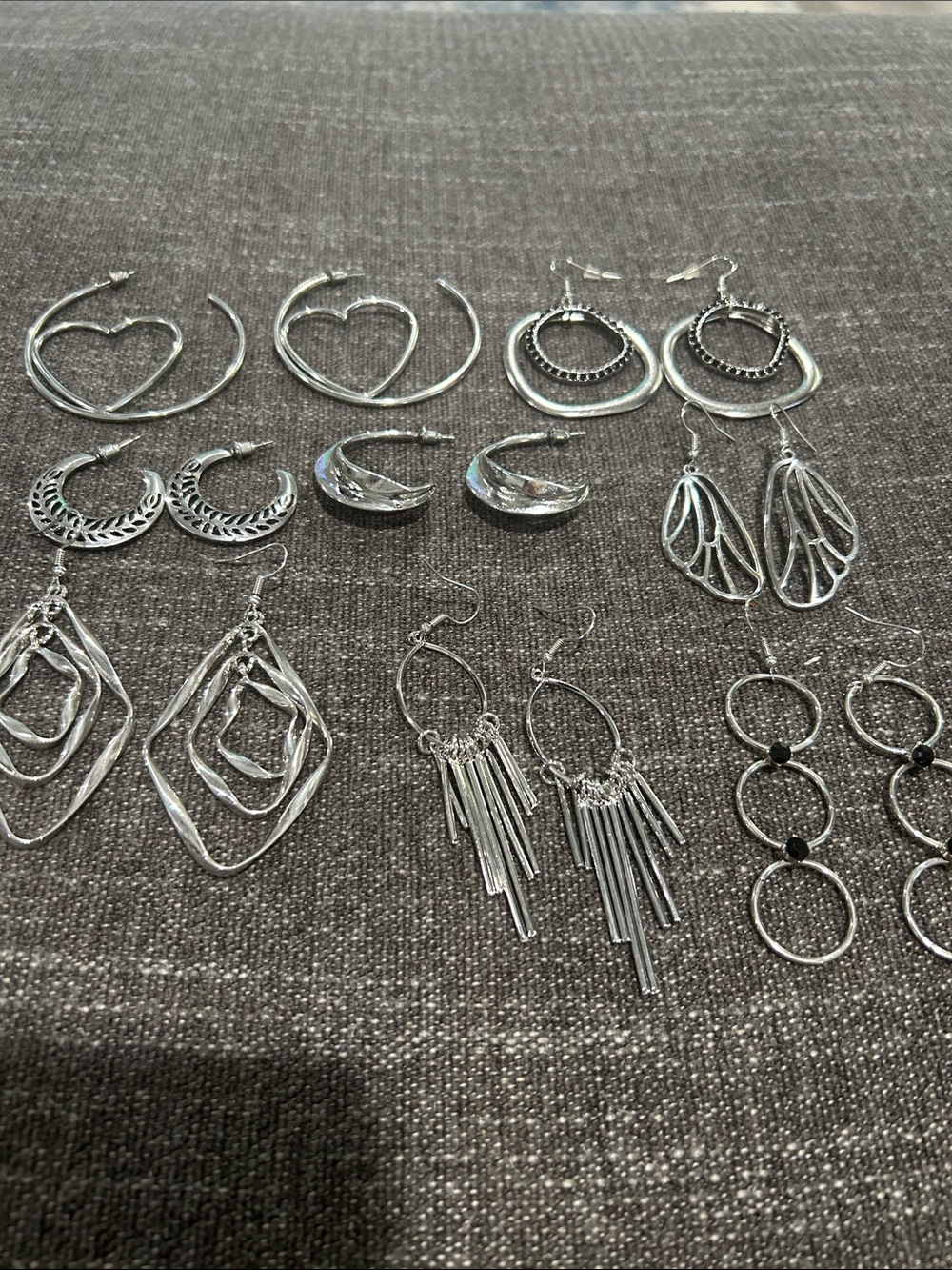 Sterling Silver-Tone Hoop & Dangle Earring Set - Silver